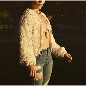 Urban Outfitters Cardigan Sz S Blu Pepper Ivory Popcorn Fringe Oversized Sweater